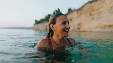 Woman swimming in the sea